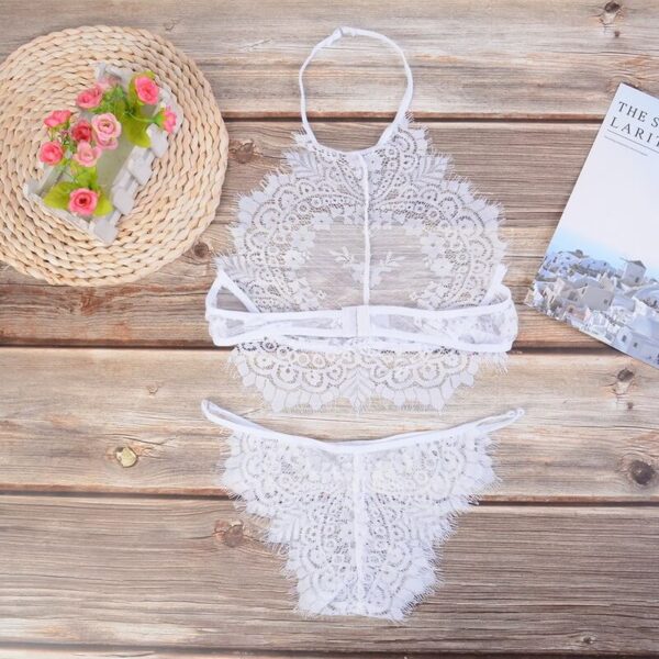 Embroidery bralette underwear set